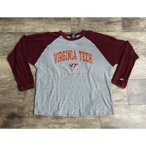 Pro Player Virginia Tech VT Hokies Embroidered Gray Raglan Tee Unisex Medium VTG